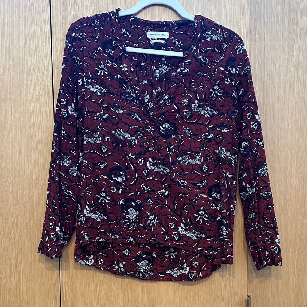 Isabel Marant Burgundy Floral Blouse